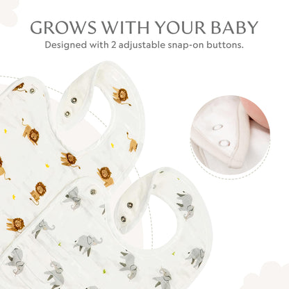 Soft bamboo muslin baby bibs with absorbent terry backing