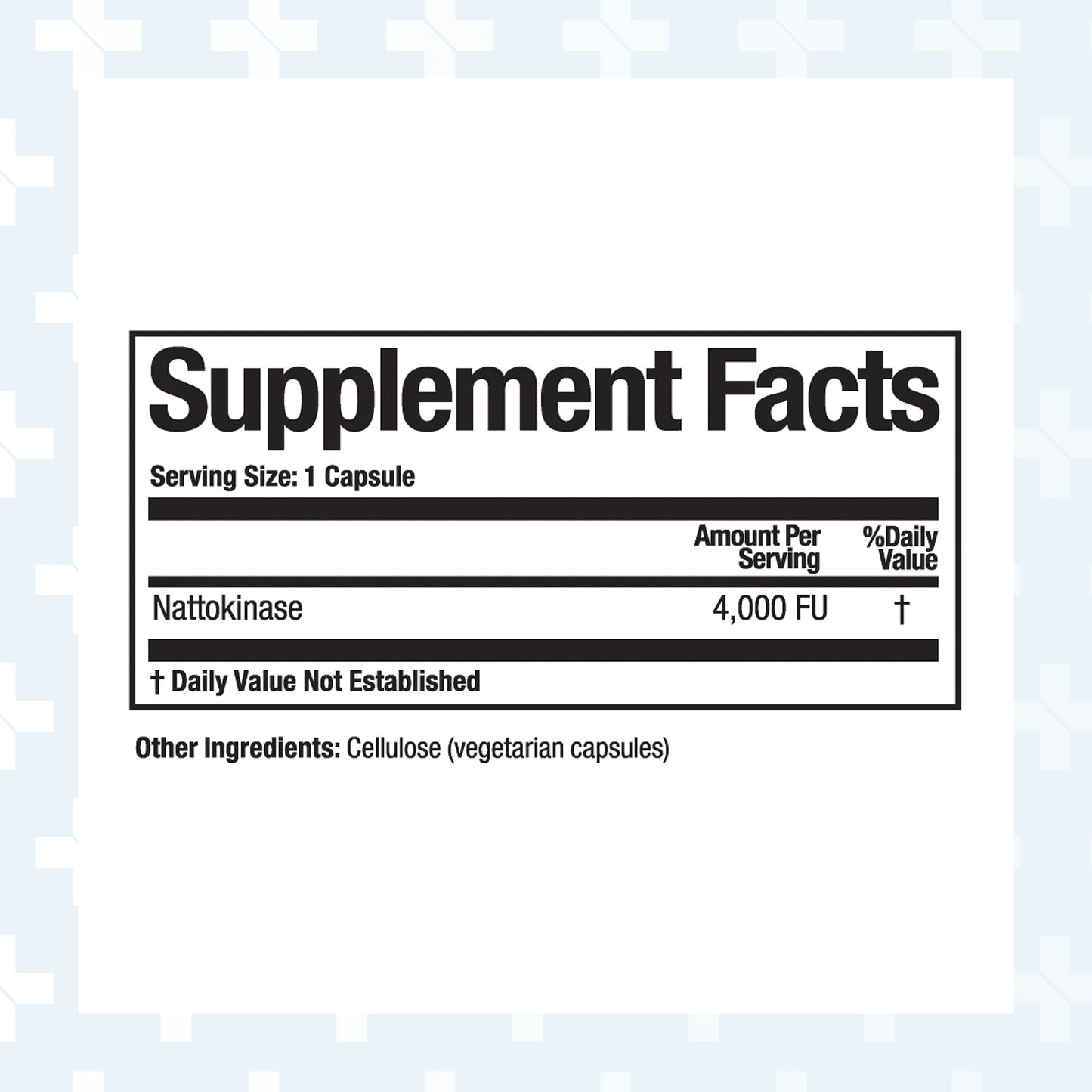 Arthur Andrew Medical Nattovena 4000 FU supplement side label displaying ingredients and clear nutritional facts information.