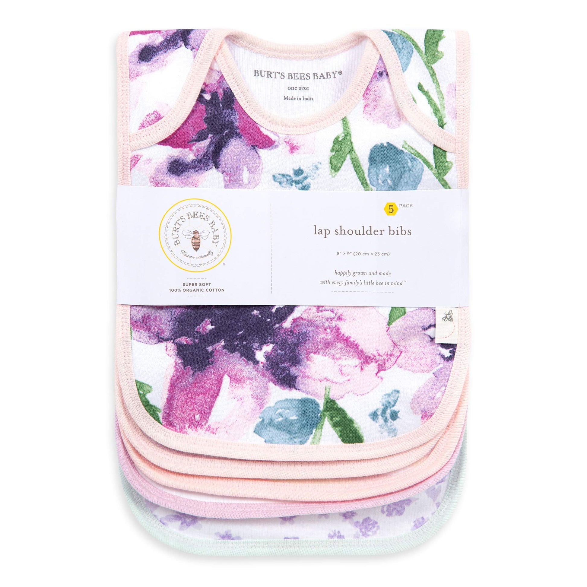 Close up of Burt's Bees Baby bib absorbent terry backing