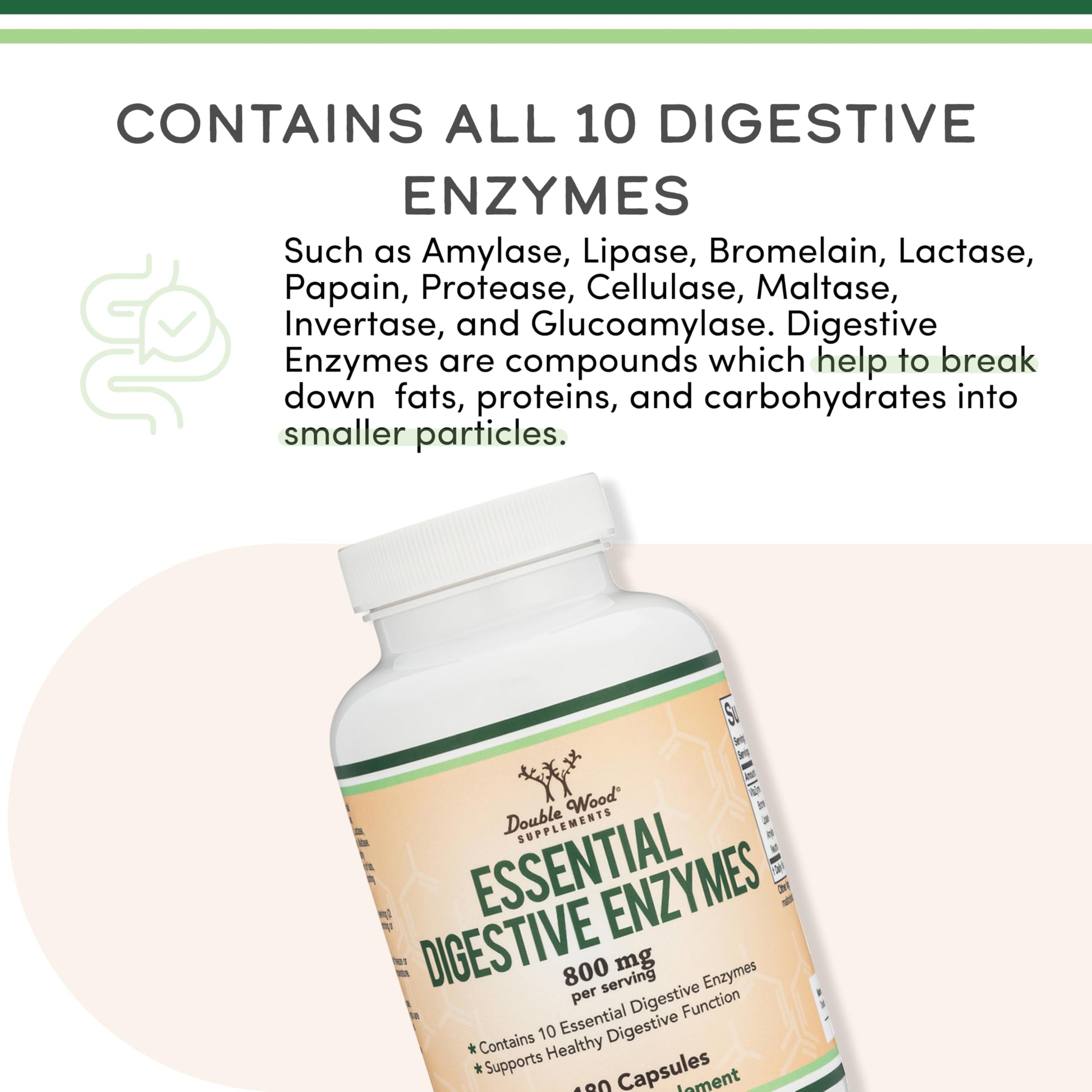 Close up of Double Wood Essential Digestive Enzymes bottle cap and safety seal protection