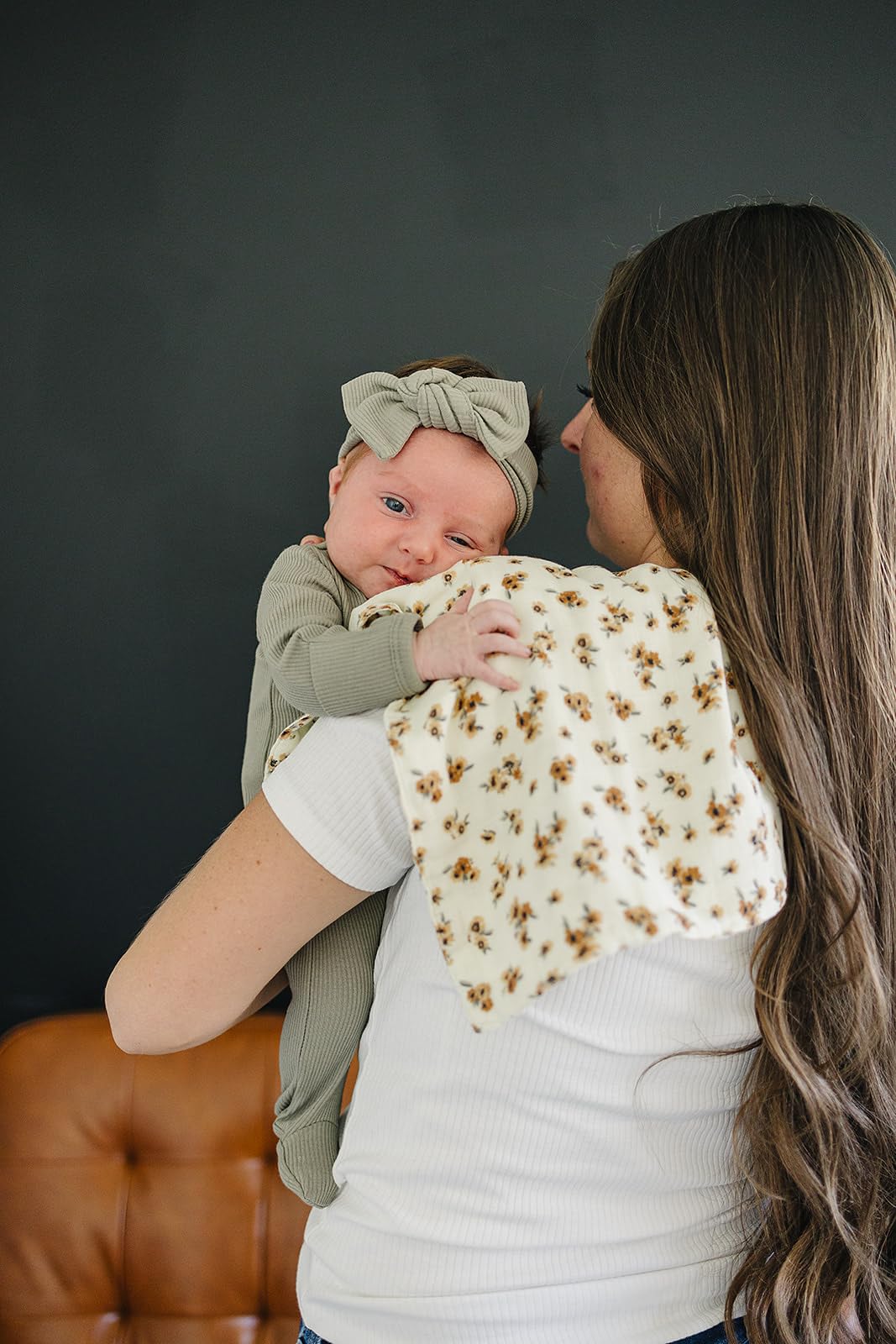 Mebie Baby floral burp cloths displayed for nursery gift