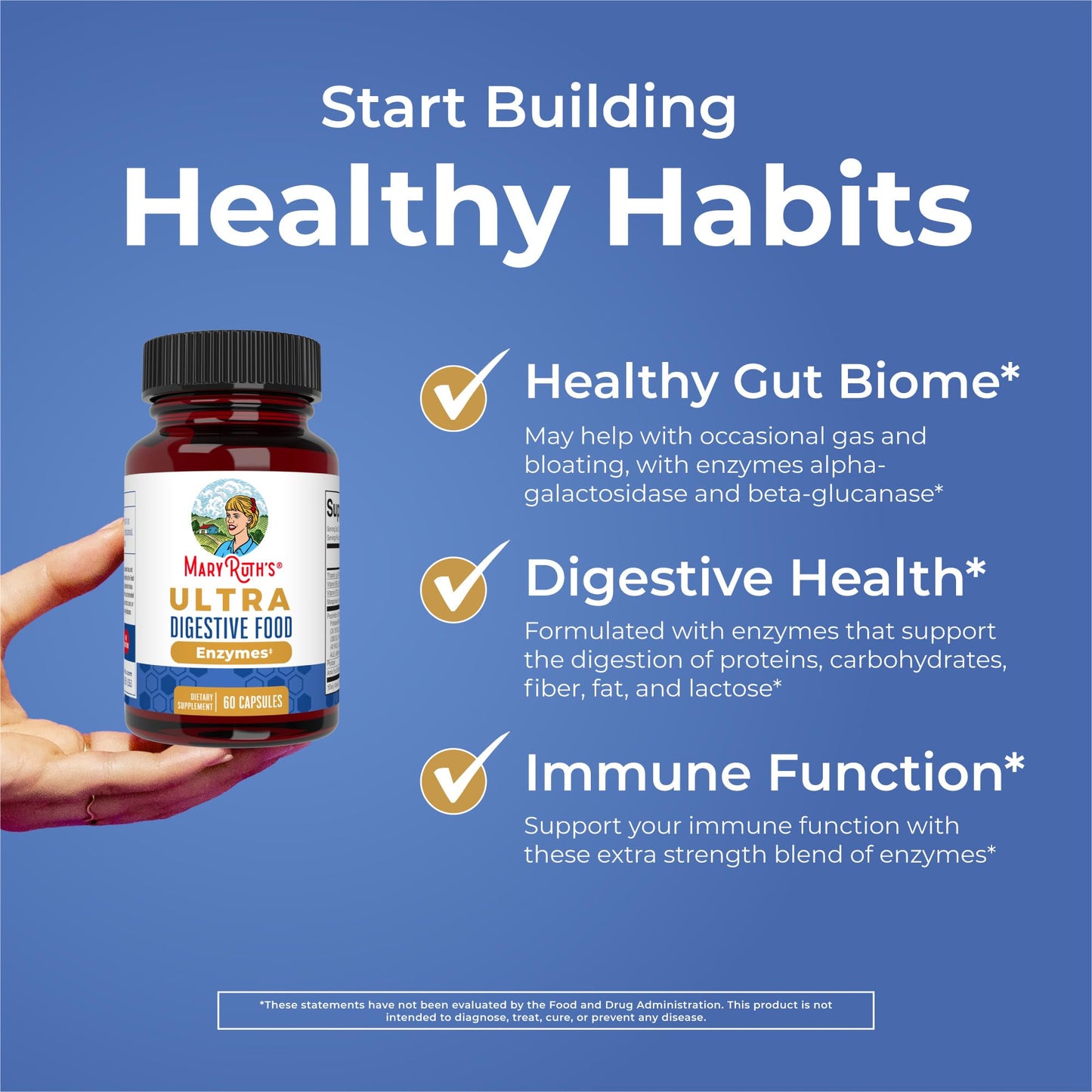 MaryRuth Organics double strength advanced enzyme complex bottle for digestive care