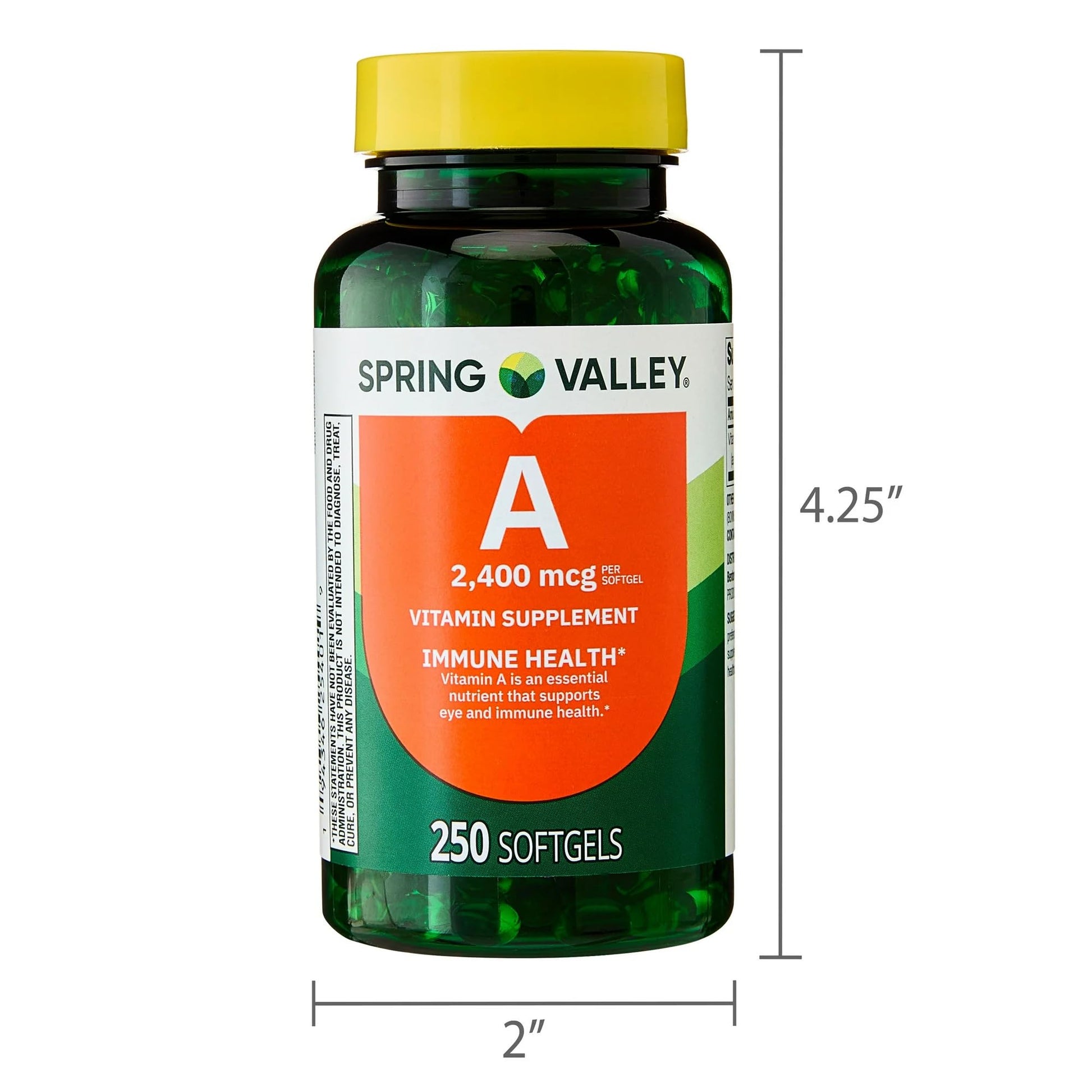 Spring Valley Vitamin A supplement bottle with portable pill container