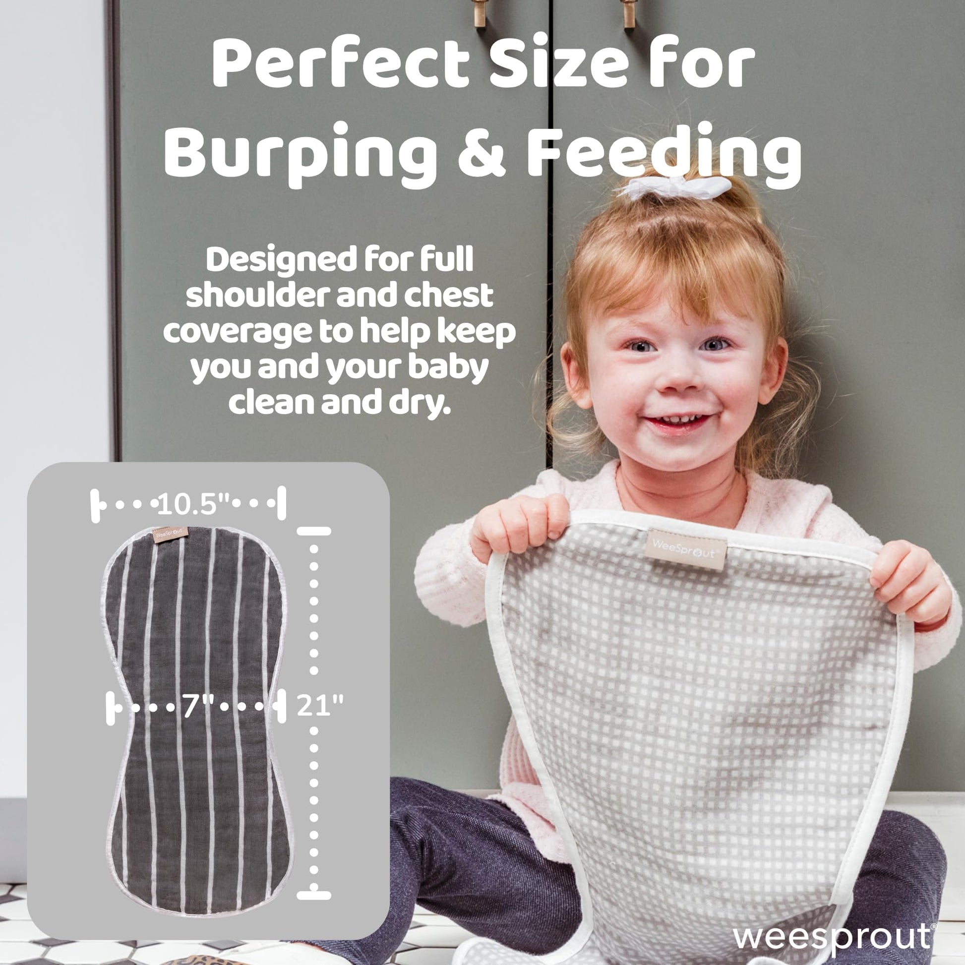 WeeSprout burp cloths featuring four absorbent layers stacked