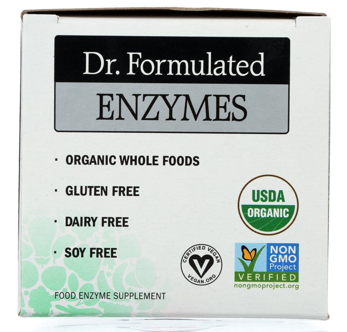 Close up of the supplement facts for Garden of Life Organic Digest Plus highlighting the twenty nine organic fruits and vegetables.