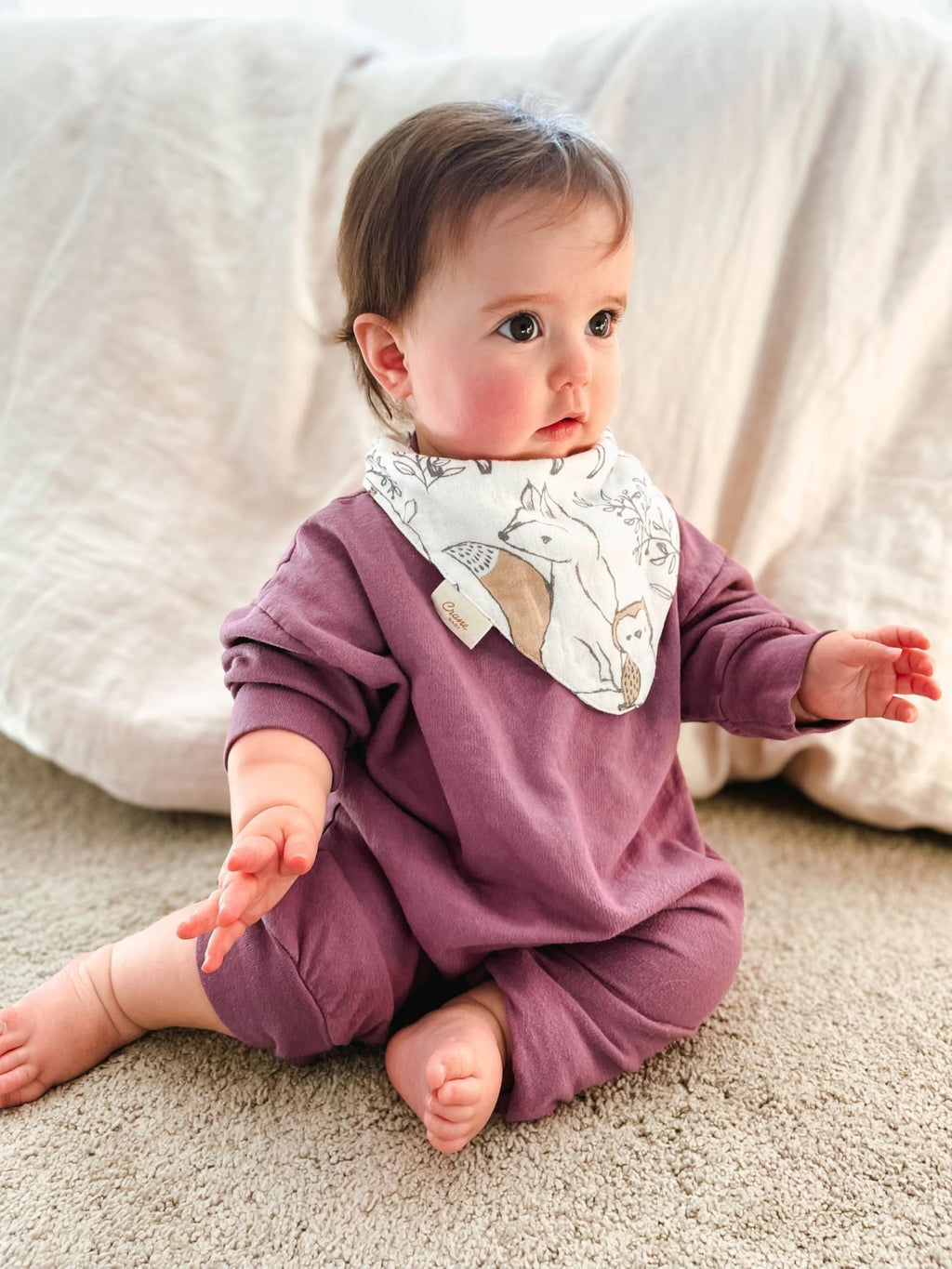 Crane Baby muslin bib set packaging and product variety