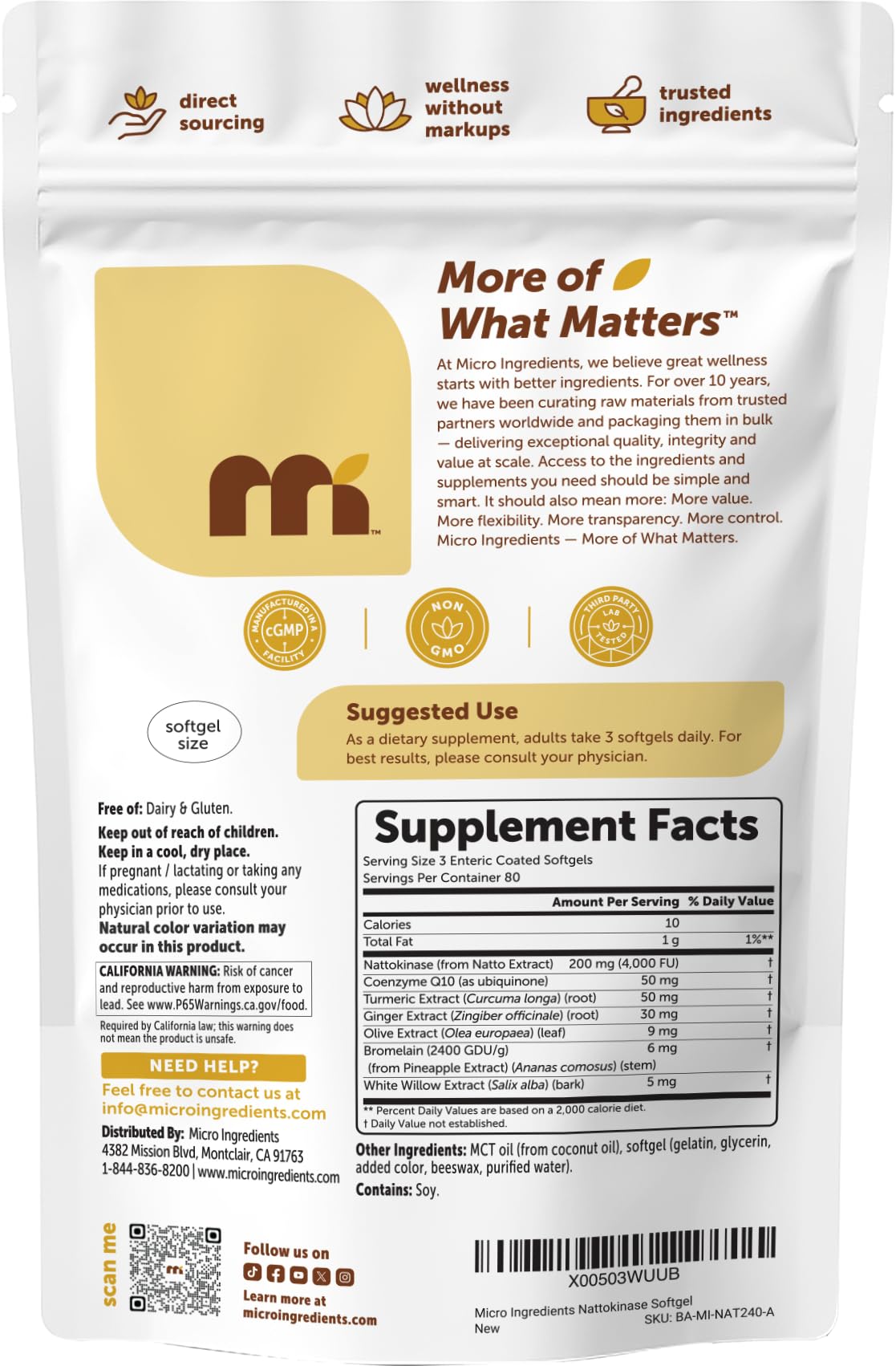 Authentic USA imported dietary supplement pouch displayed on a clean background