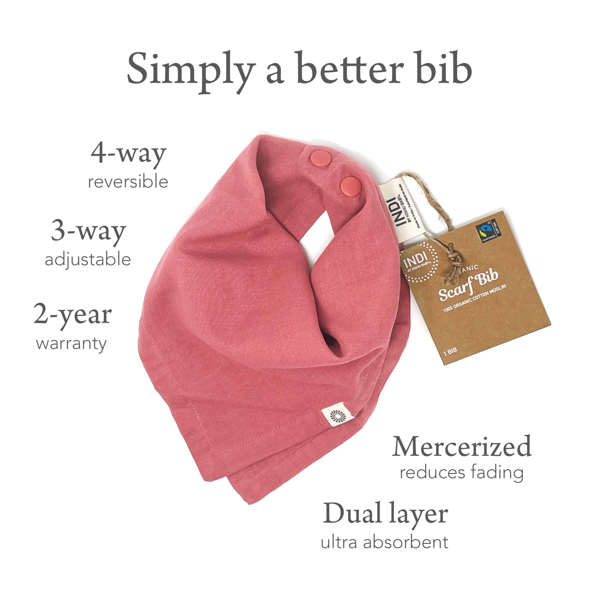 Kishu Baby 4-way reversible organic cotton muslin bibs folded