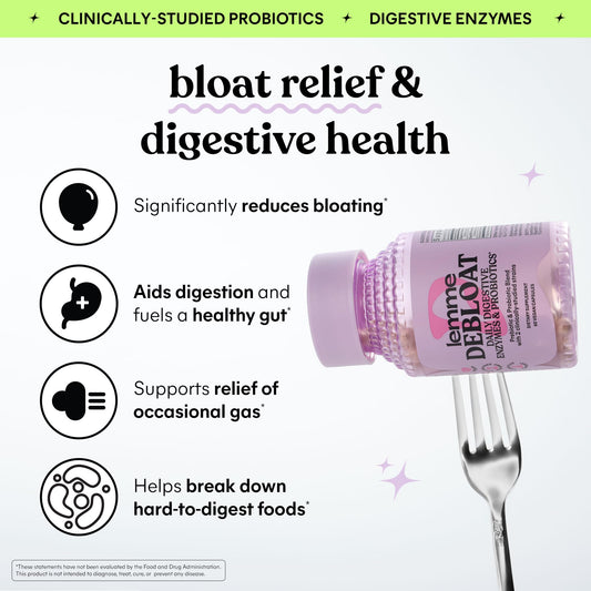Lemme Debloat digestive enzymes 60 capsules nutritional facts and ingredient label.
