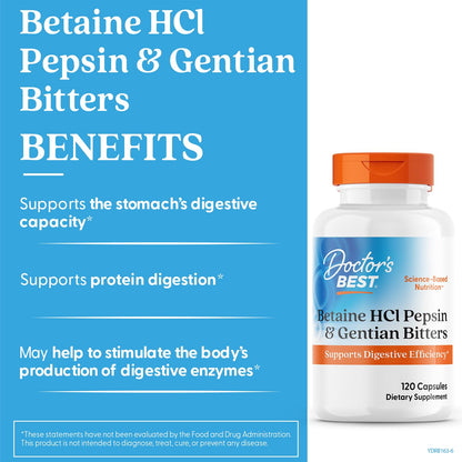 Doctor's Best digestive supplement 120 capsules label showing supplement facts and ingredients.