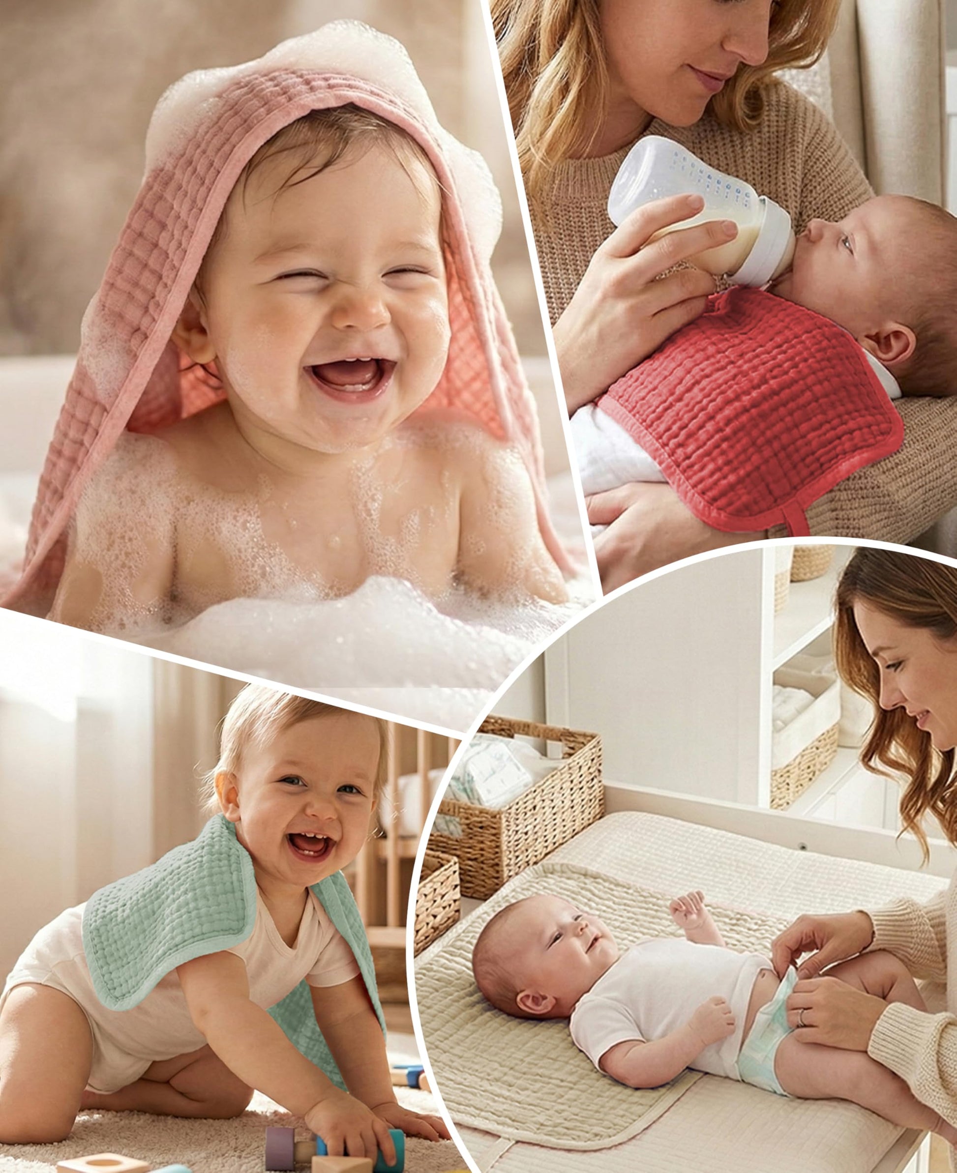 Parent using Yoofoss muslin cloth for baby burping