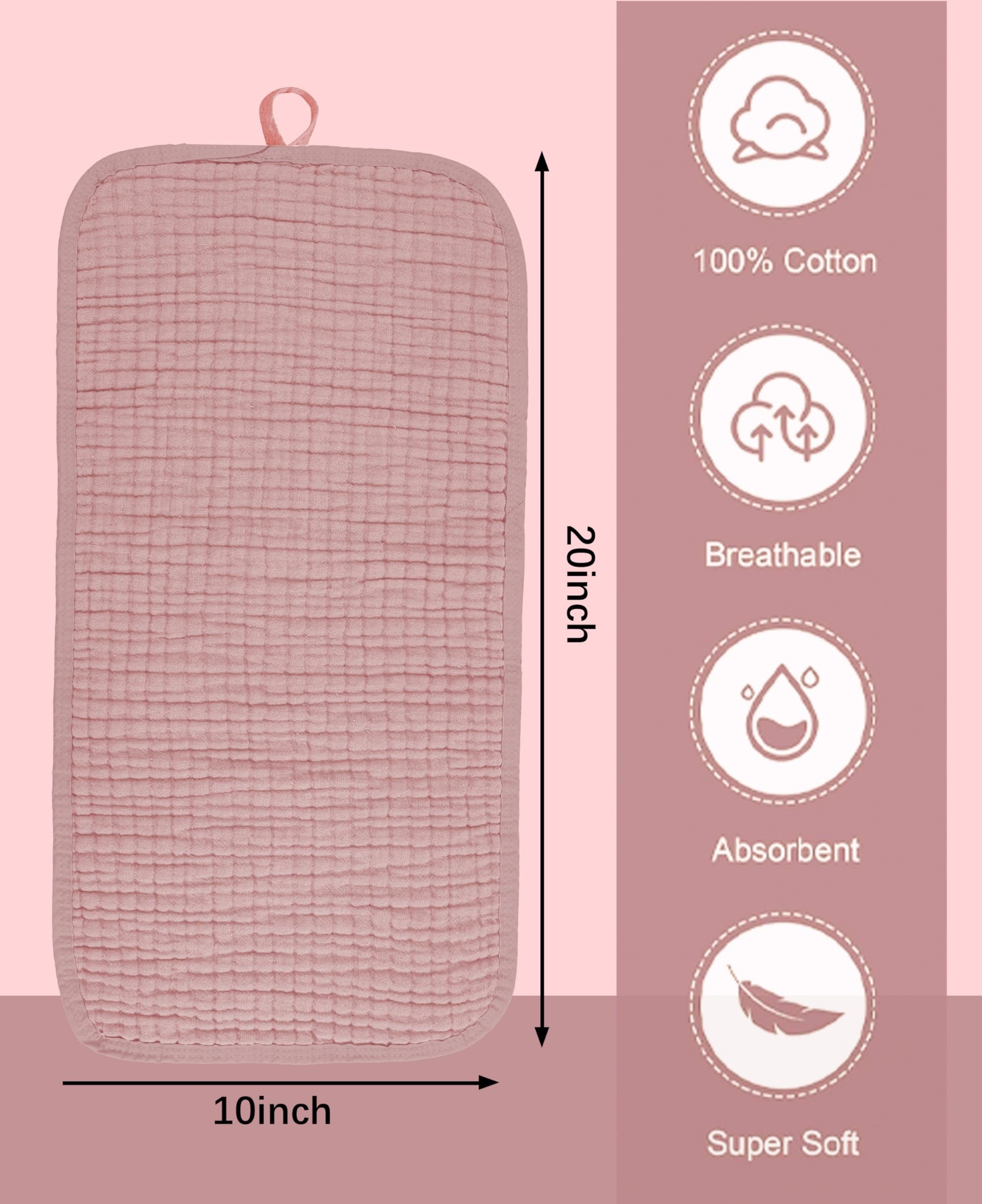 Yoofoss burp cloth showing 20 by 10 inch size dimensions