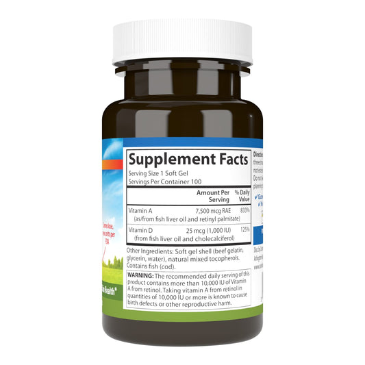 Carlson Vitamin A and D supplement label details