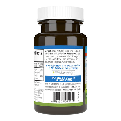High potency Carlson Vitamin A and D3 softgels container