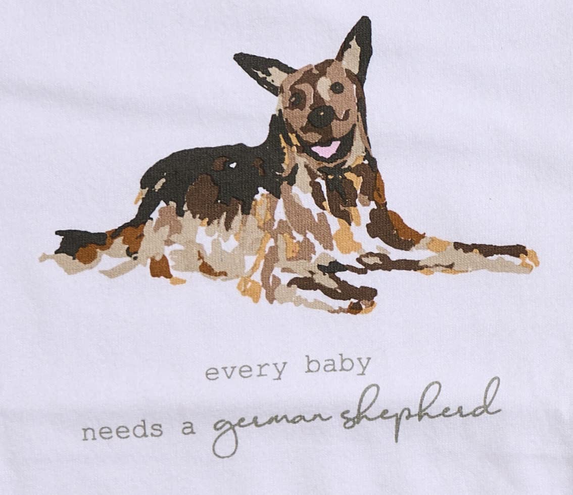 German Shepherd printed muslin baby bib with minky backing