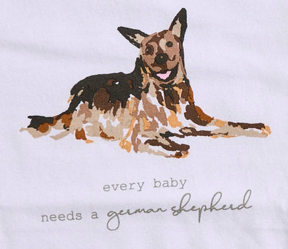 German Shepherd printed muslin baby bib with minky backing