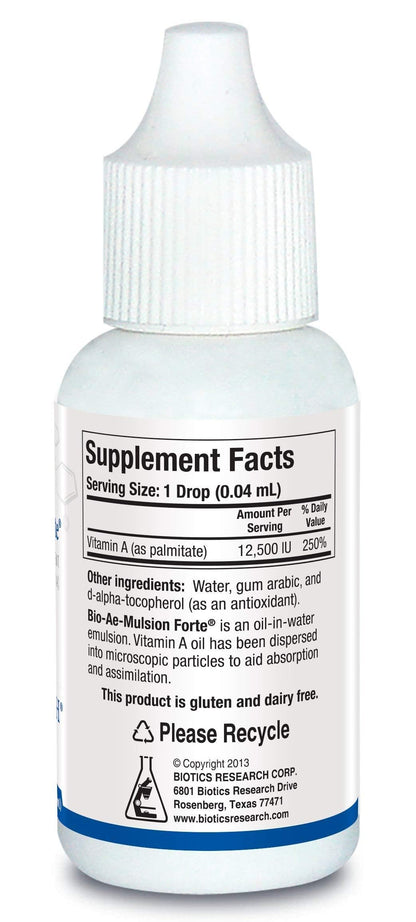 Biotics Research Vitamin A drops 12500 IU label close up