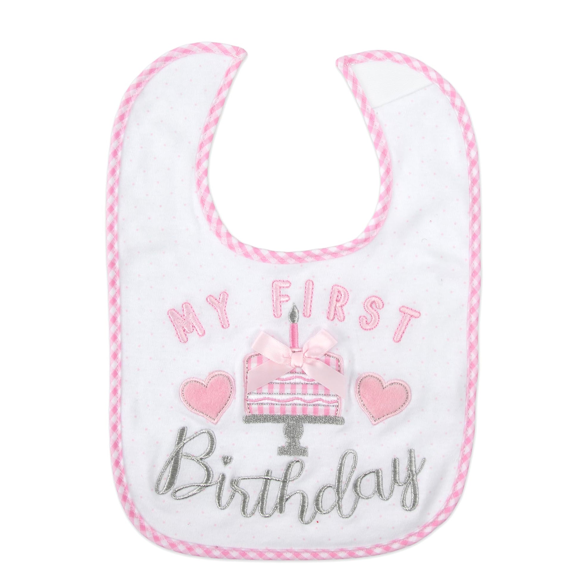 Infant wearing Baby Essentials festive bib and matching accessory