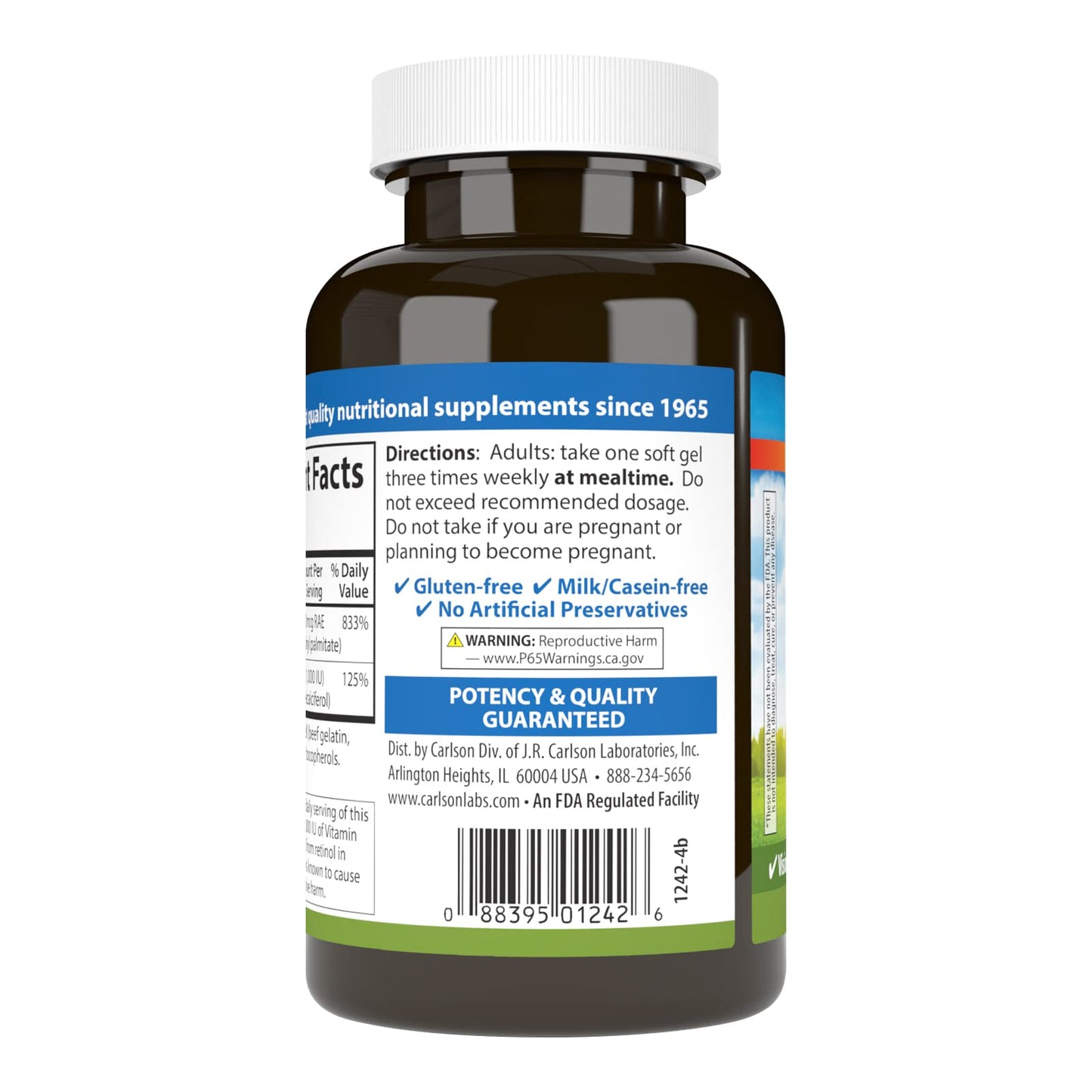 Carlson Labs high potency Vitamin A and D softgels