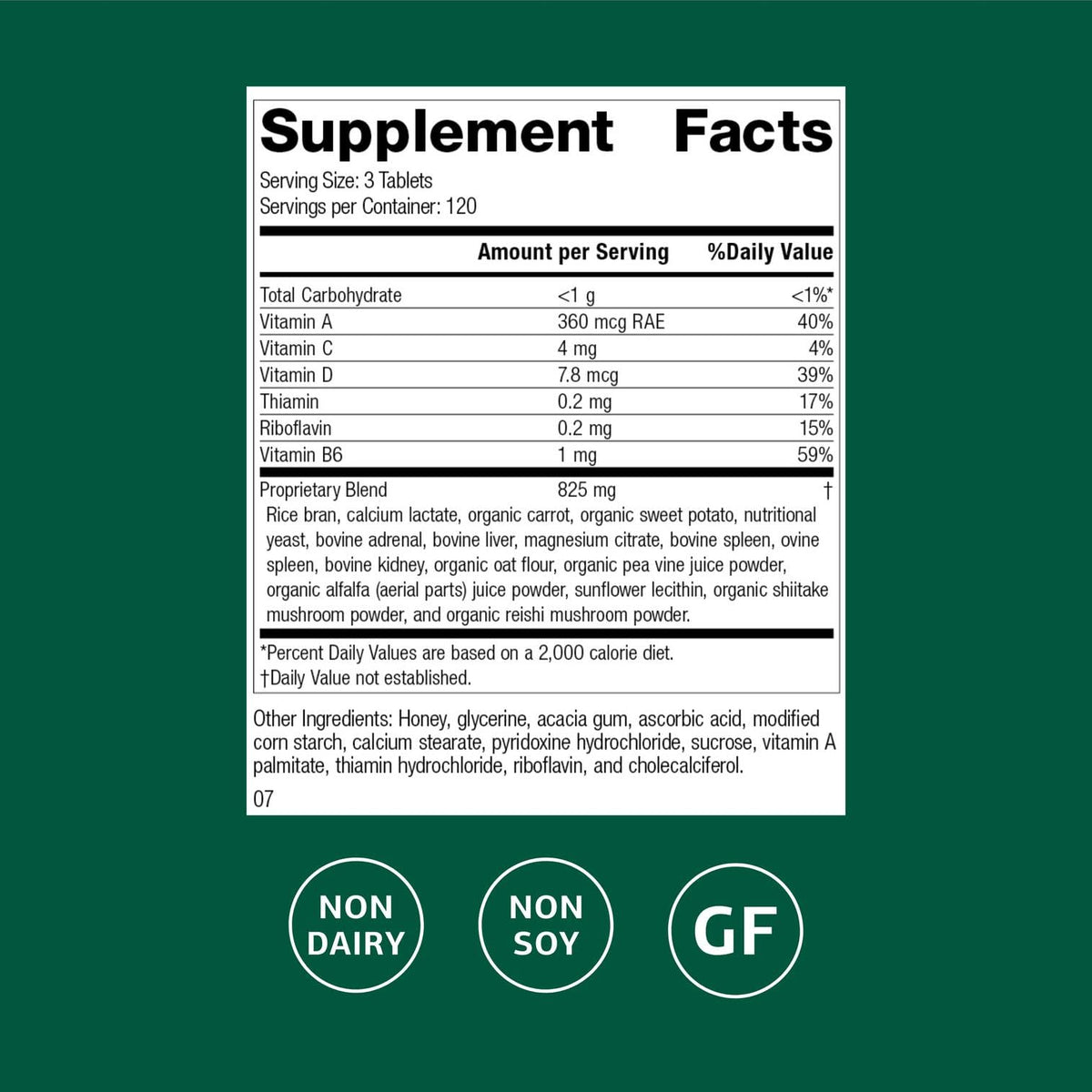 Standard Process Catalyn GF supplement label ingredients panel