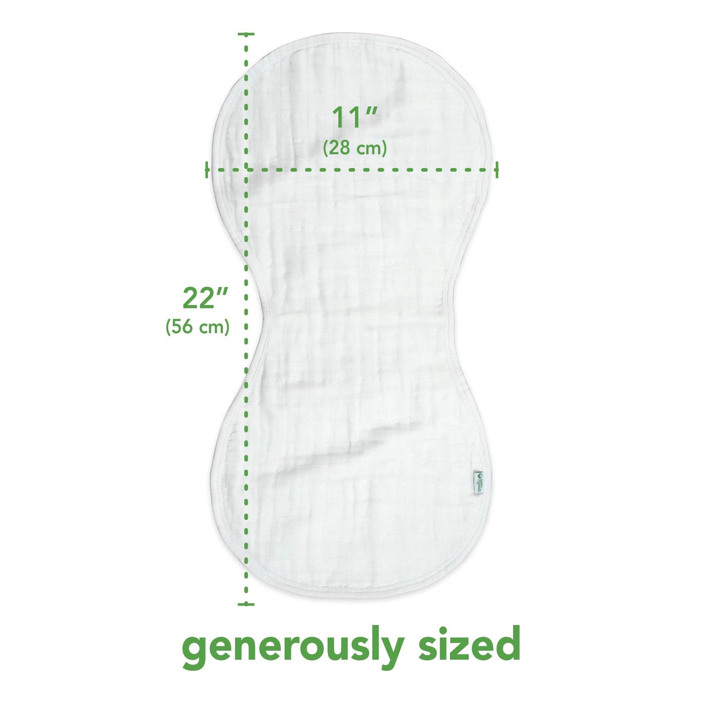 Folded Green Sprouts organic cotton burp cloths showing softness