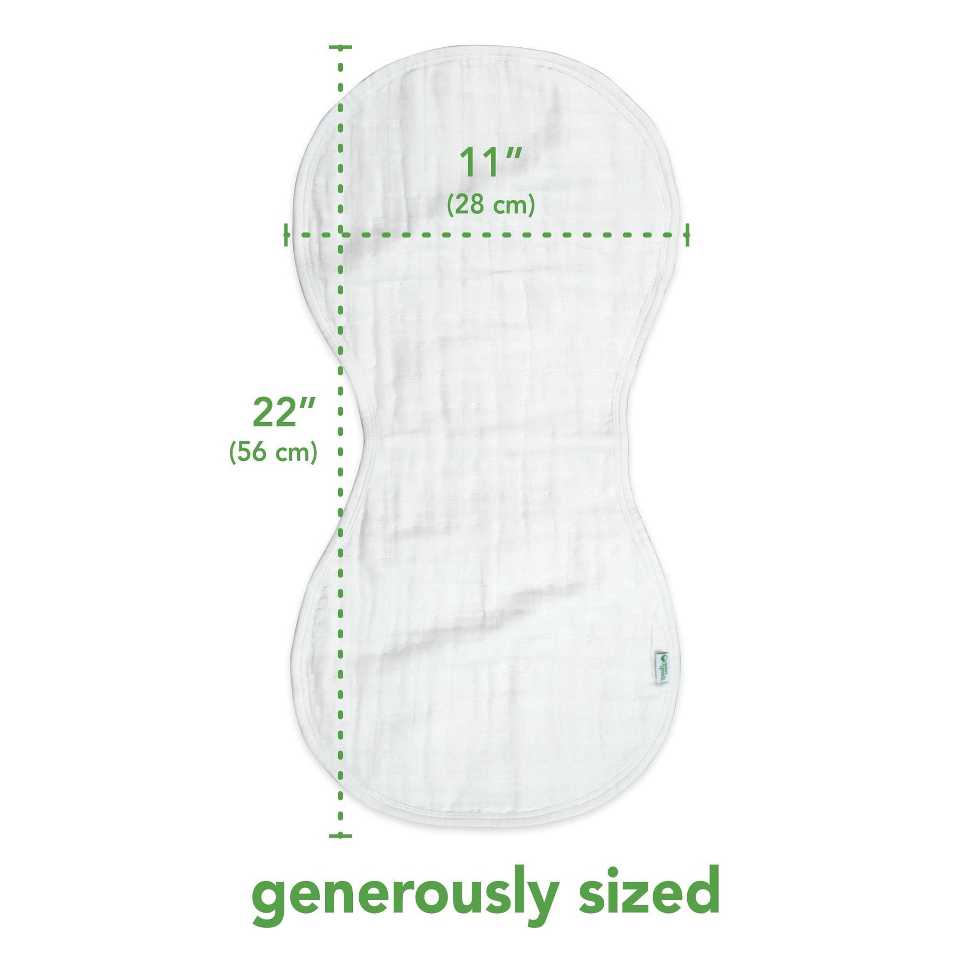 Folded Green Sprouts organic cotton burp cloths showing softness