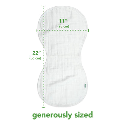 Folded Green Sprouts organic cotton burp cloths showing softness