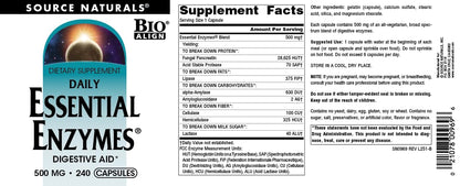 Side view of the authentic vegetarian digestive capsules bottle from the United States.