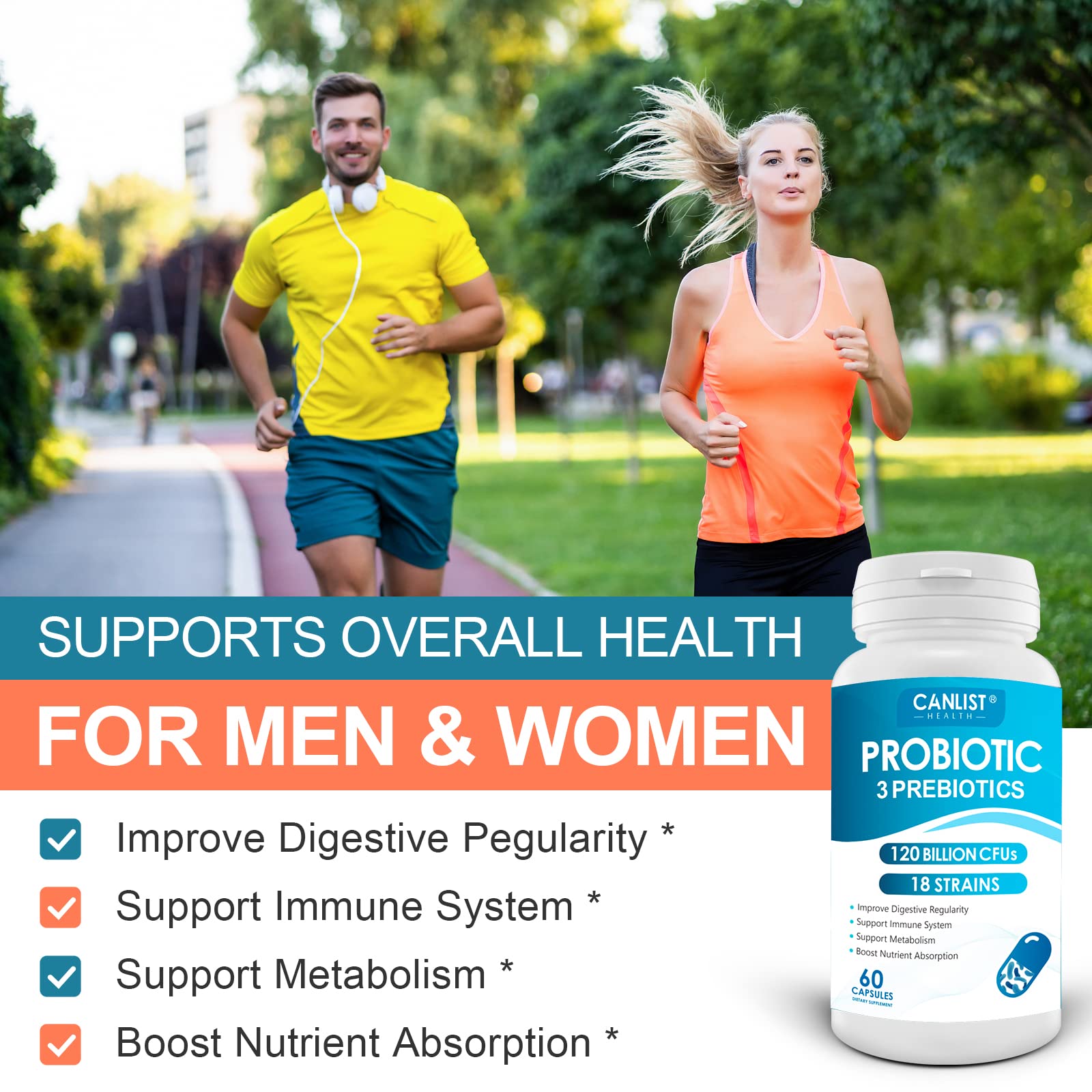 Supplement facts panel on CANLIST daily capsules illustrating the prebiotic and digestive enzyme blend breakdown