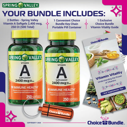 Close up of Spring Valley Vitamin A supplement bottle
