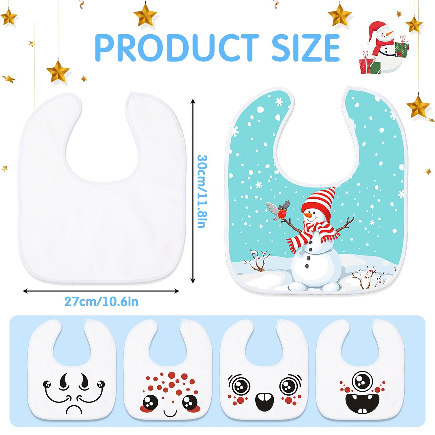 HooLing blank baby bib showing durable snap closure detail