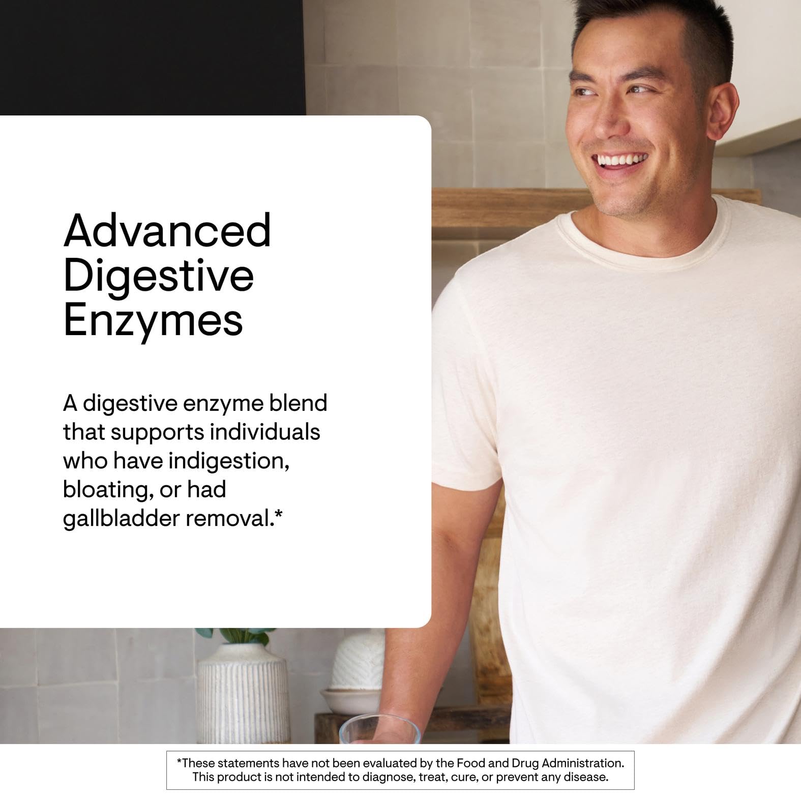 Thorne Advanced Digestive Enzymes container standing upright on a clean surface showing global authenticity markers