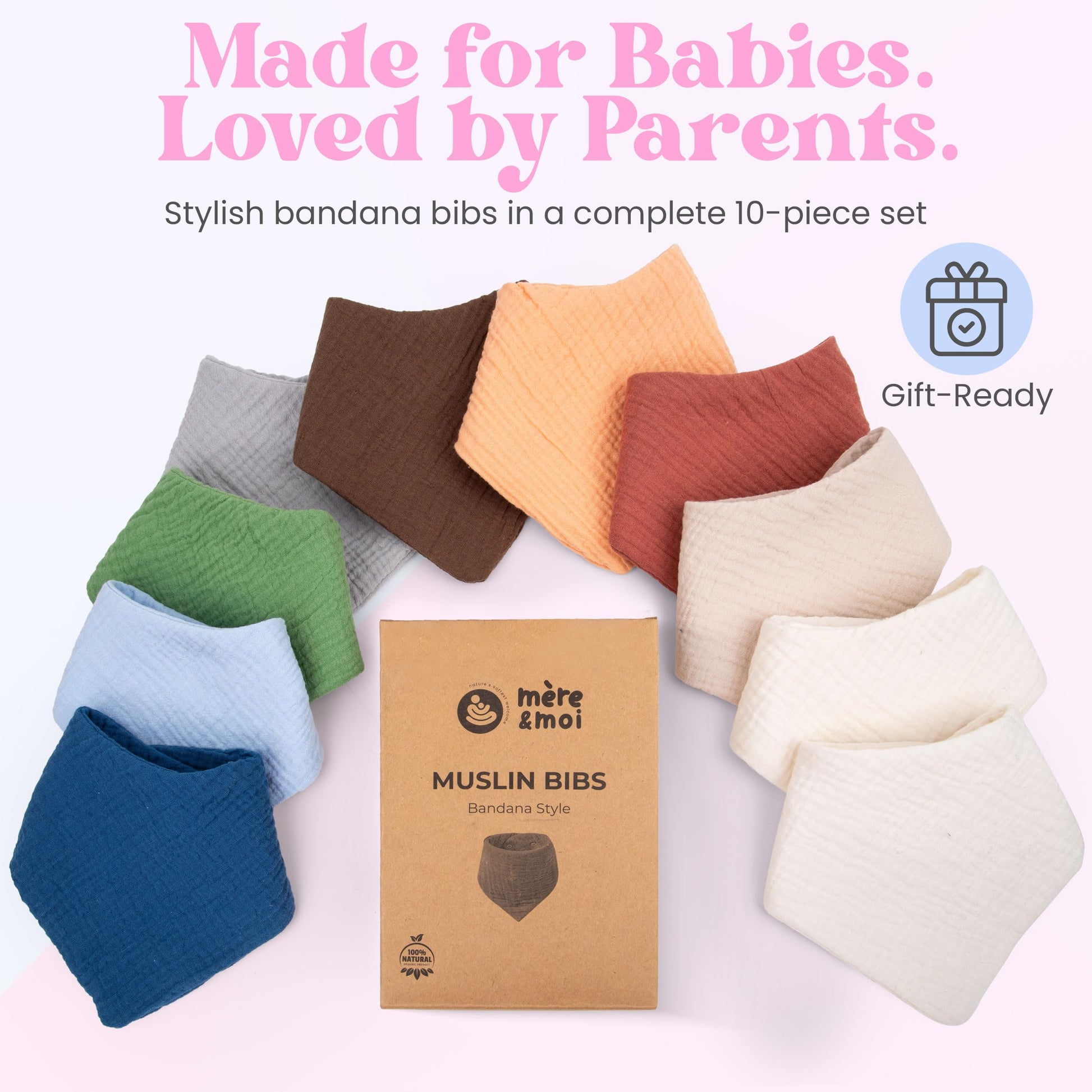 High absorbency demonstration of cotton muslin baby bibs