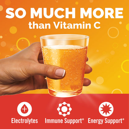 Emergen-C Super Orange fizzy drink mix thirty count box displaying key nutrients and dietary supplement information