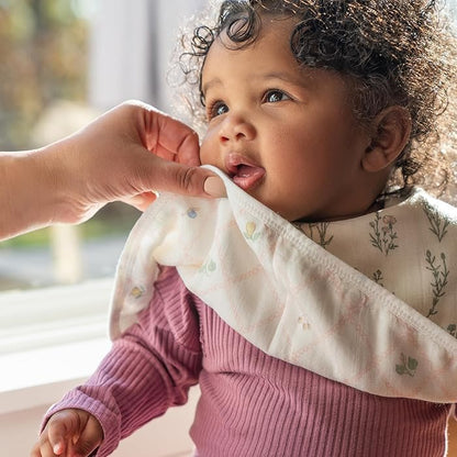 Aden + Anais Burpy Bib showing French Floral print pattern