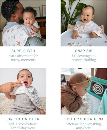 Two pack Aden + Anais silky soft bamboo burpy bibs in floral