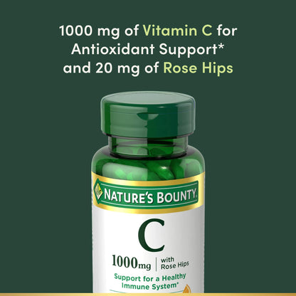 Side view of Nature's Bounty USA imported Vitamin C showing product authenticity details