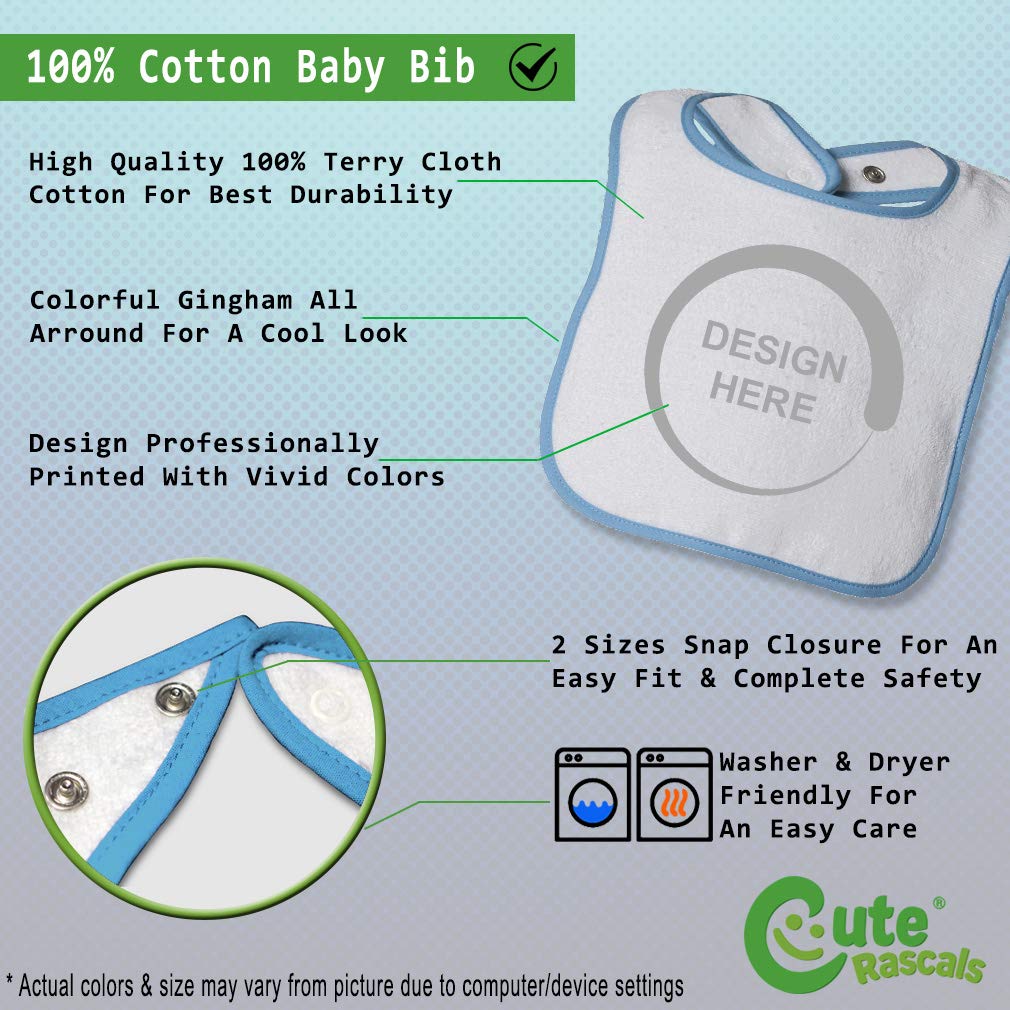 Cute Rascals white and blue cotton baby feeding bib