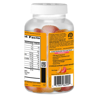Close up view of Airborne assorted fruit flavored gluten free chewable vitamins for adult wellness