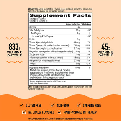 Airborne adult antioxidant gummies container highlighting the gluten free label and safety seal cap