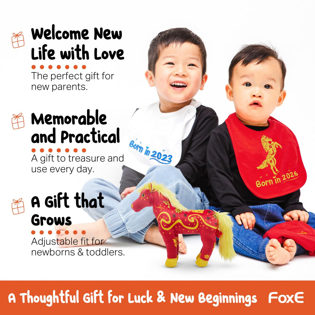 Adjustable cotton baby beanie from the FoxE Lunar New Year collection.