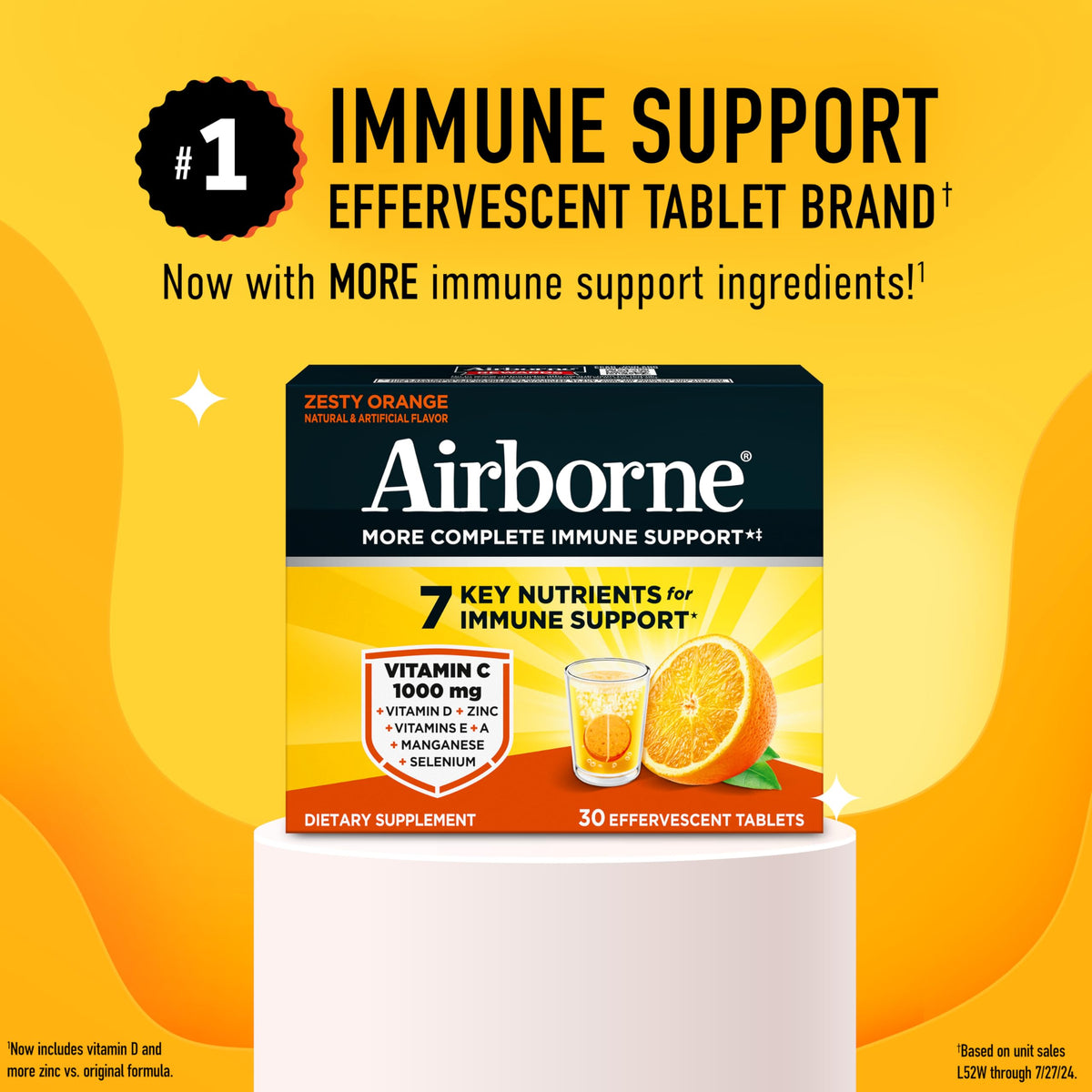 Airborne zesty orange immune support supplement box side angle
