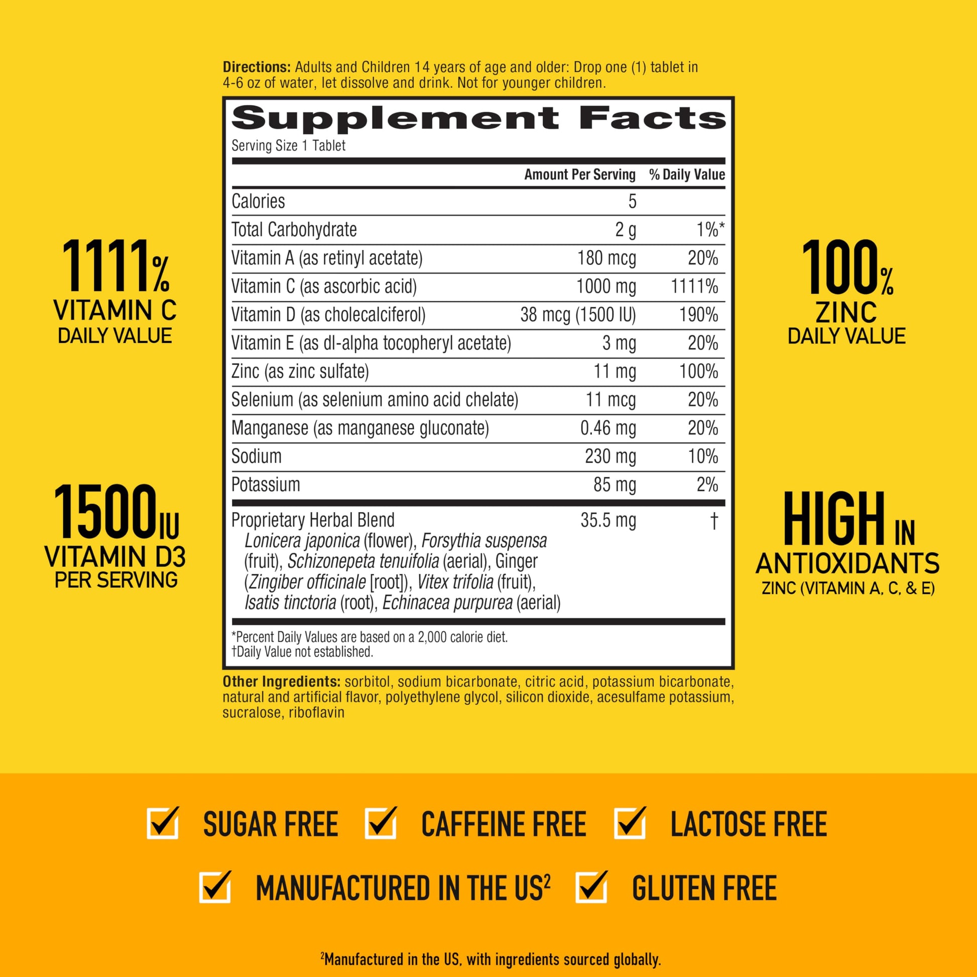 Authentic Airborne Vitamin C with Vitamin D and Zinc supplement tube closeup