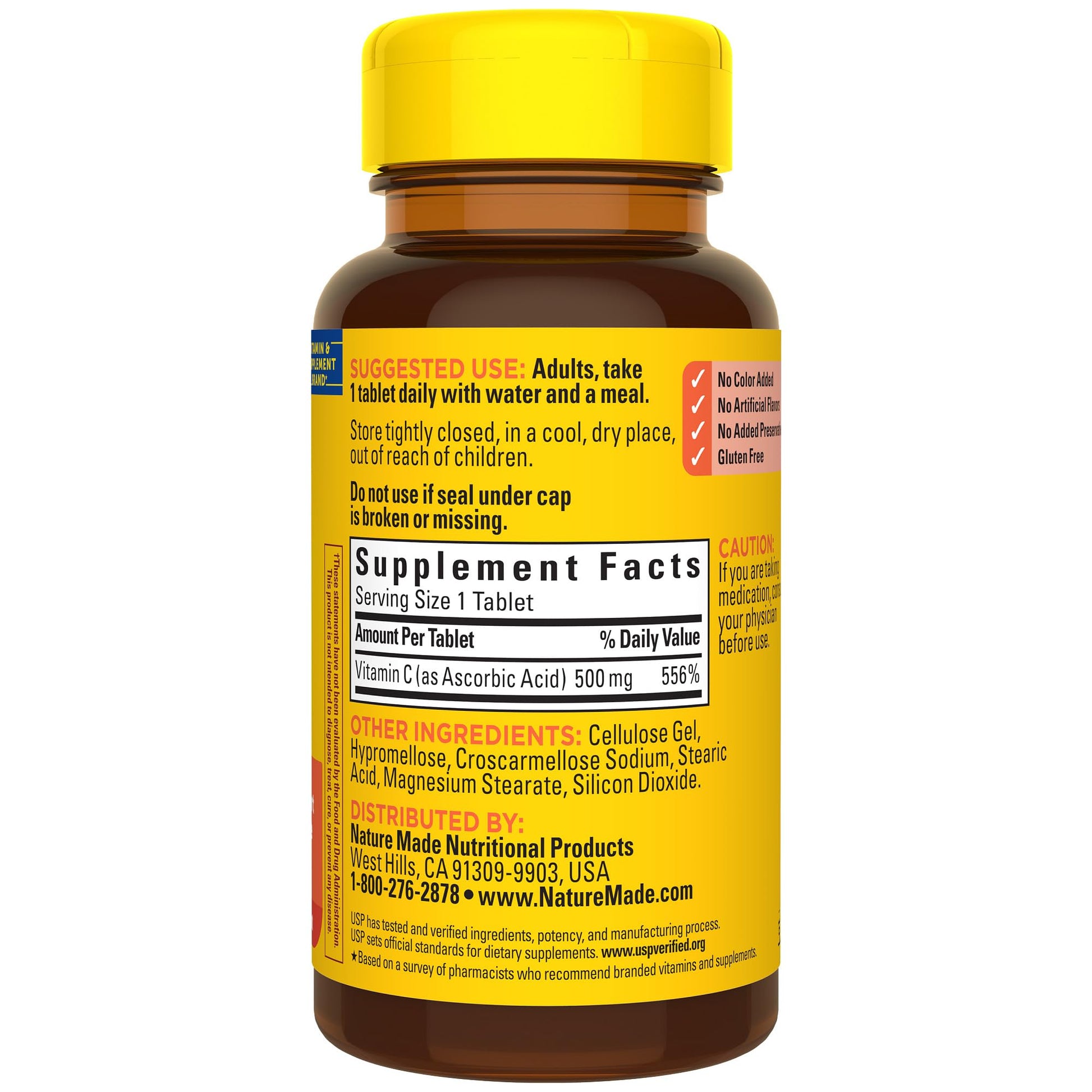 Vitamin C 500 Milligrams daily nutritional tablets for enhanced iron absorption