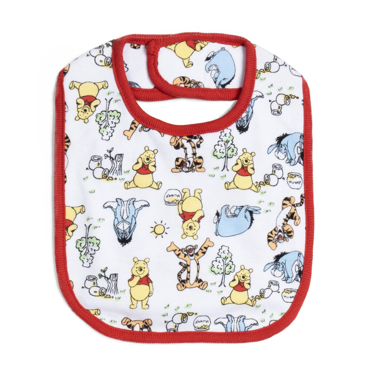 Soft cotton polyester blend fabric texture of Disney baby bibs