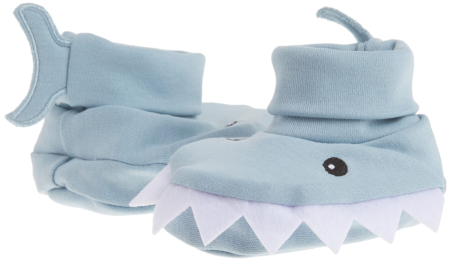 Baby Aspen shark themed cotton booties for newborns