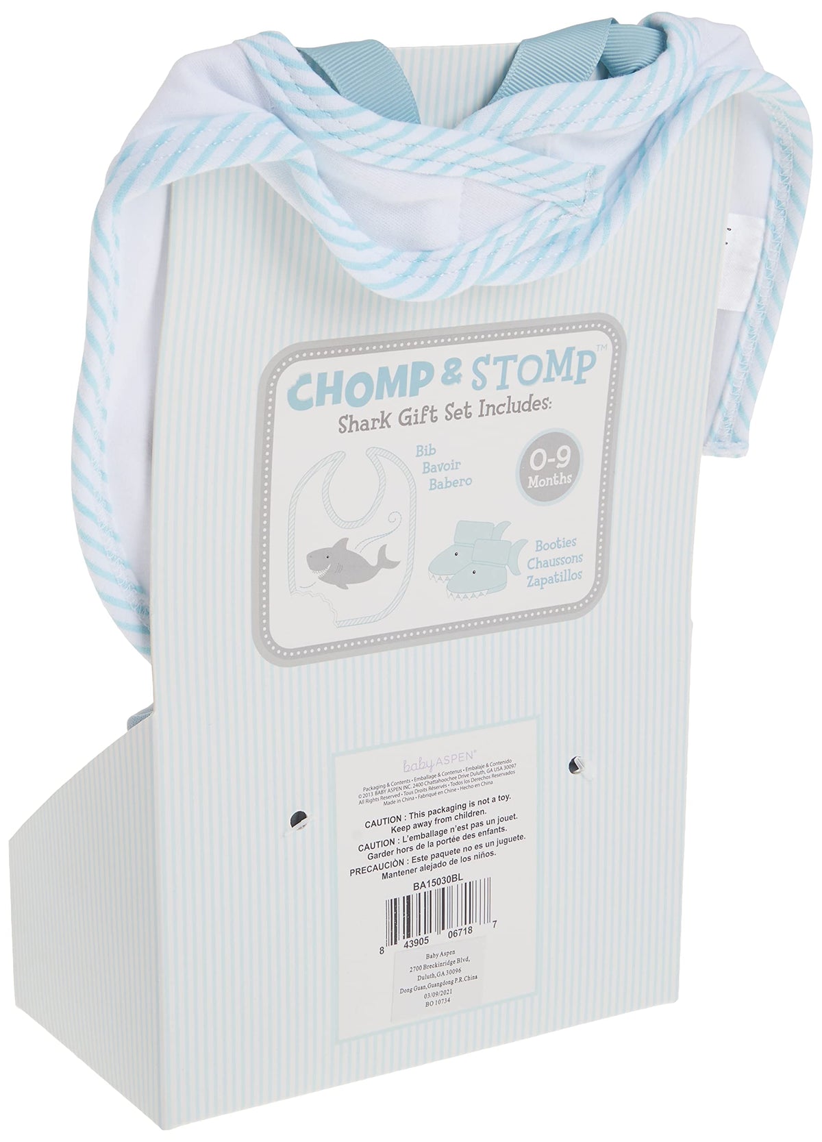 Close up view of embroidered details on the ocean themed infant bib