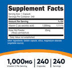 Nutricost Vitamin C Supplement 240 capsules label details