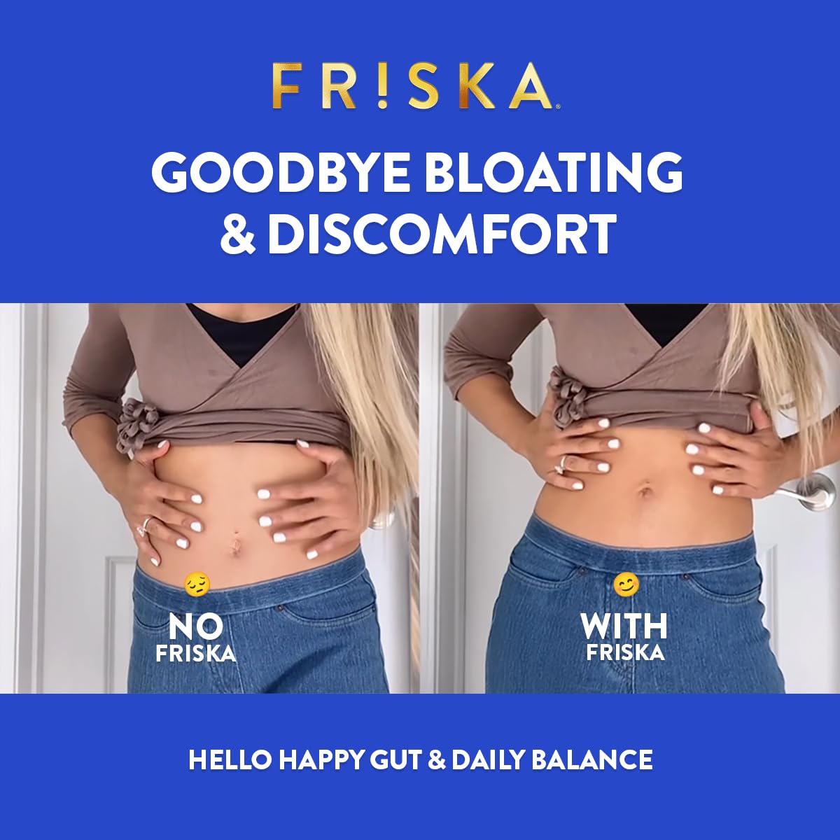 Authentic Friska Women's Daily product packaging highlighting the addition of cranberry, biotin, and vitamin D.