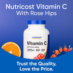 Nutricost Vitamin C dietary supplement container close up